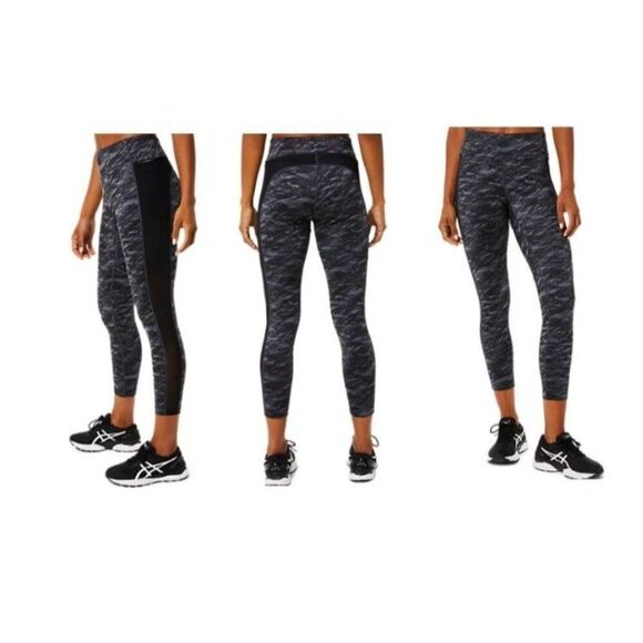 $65.00 ASICS Women's Kate 7/8 Printed Yoga Pants/ Tights , Gray-multi, Sz. L - Picture 1 of 12